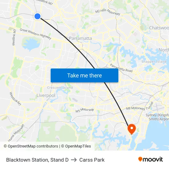 Blacktown Station, Stand D to Carss Park map
