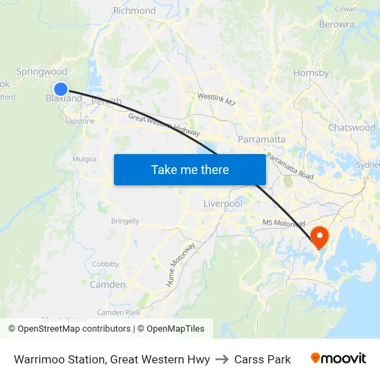 Warrimoo Station, Great Western Hwy to Carss Park map