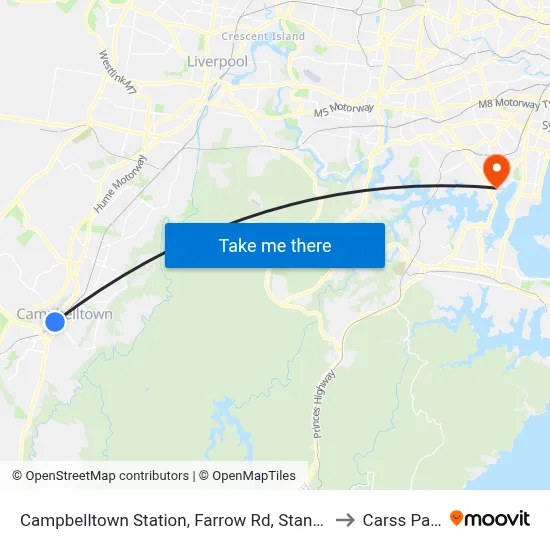 Campbelltown Station, Farrow Rd, Stand G to Carss Park map