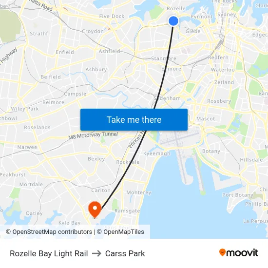 Rozelle Bay Light Rail to Carss Park map