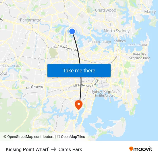 Kissing Point Wharf to Carss Park map
