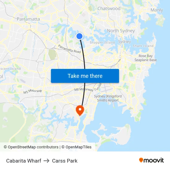 Cabarita Wharf to Carss Park map