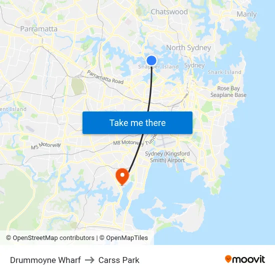 Drummoyne Wharf to Carss Park map