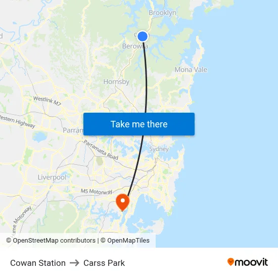 Cowan Station to Carss Park map