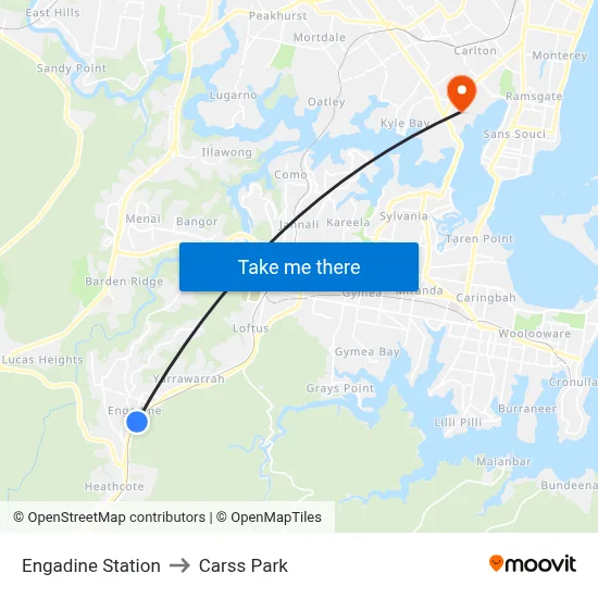 Engadine Station to Carss Park map