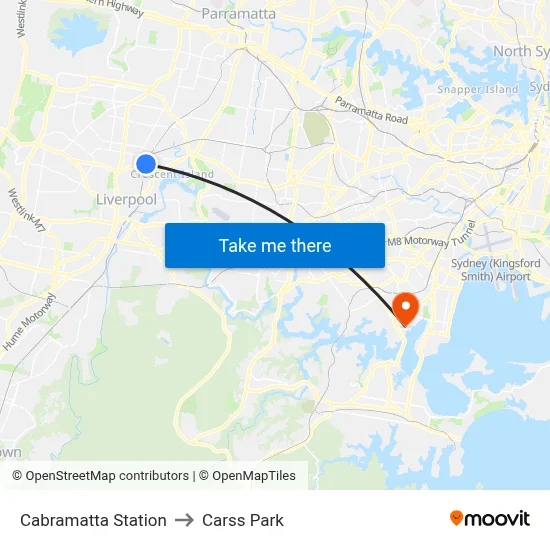 Cabramatta Station to Carss Park map