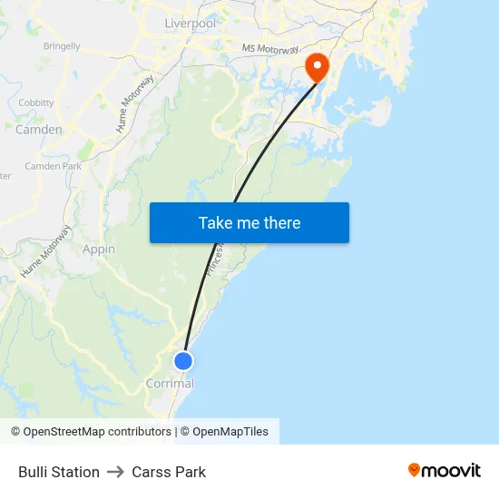 Bulli Station to Carss Park map