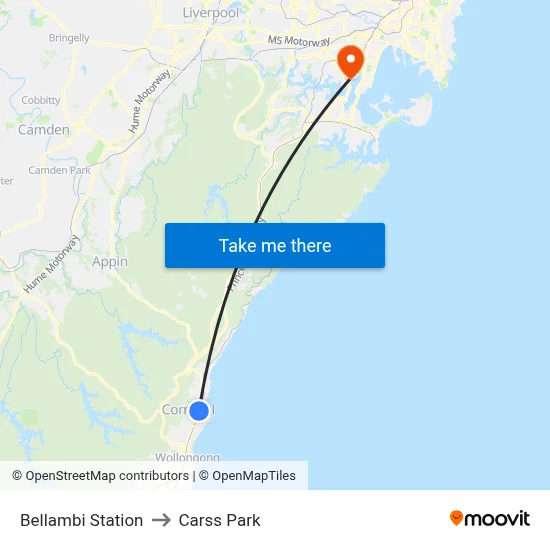 Bellambi Station to Carss Park map