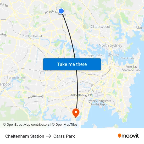 Cheltenham Station to Carss Park map