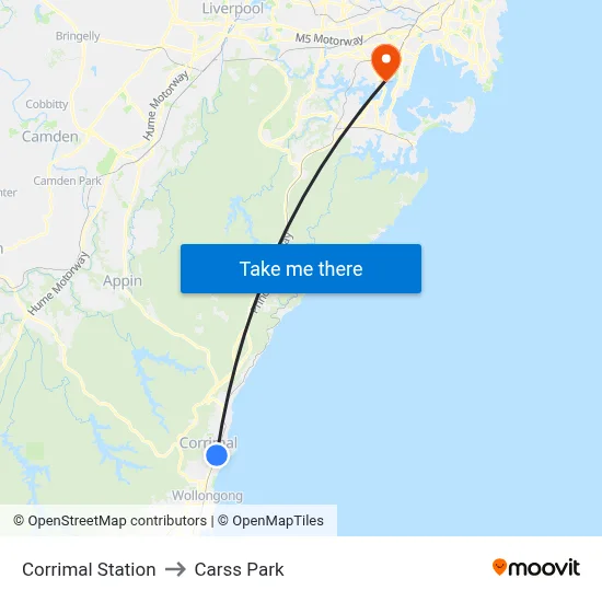 Corrimal Station to Carss Park map