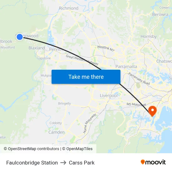 Faulconbridge Station to Carss Park map