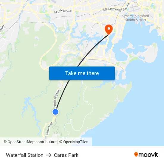 Waterfall Station to Carss Park map