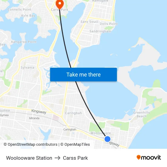 Woolooware Station to Carss Park map