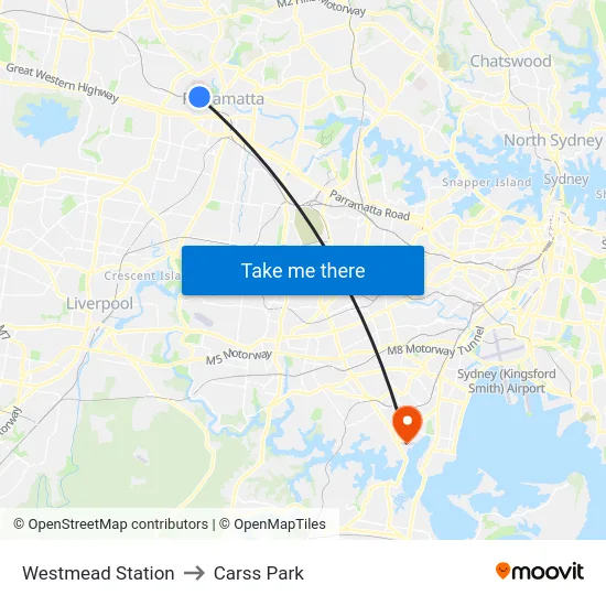 Westmead Station to Carss Park map
