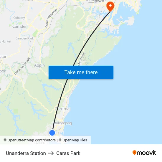 Unanderra Station to Carss Park map