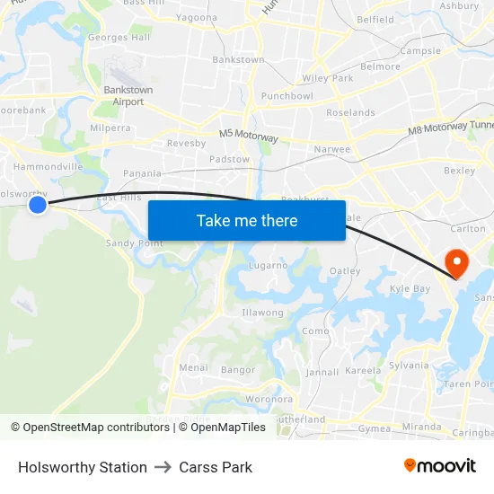 Holsworthy Station to Carss Park map