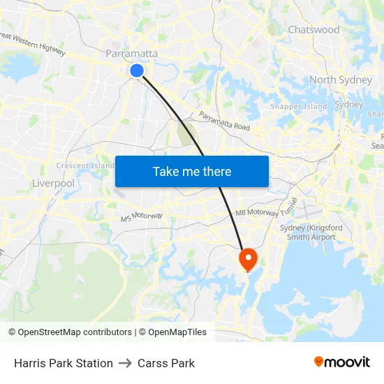 Harris Park Station to Carss Park map