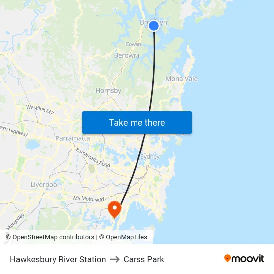 Hawkesbury River Station to Carss Park map