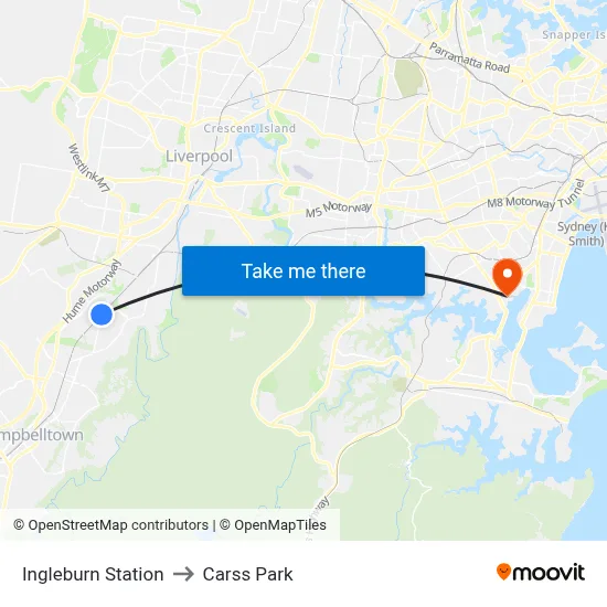 Ingleburn Station to Carss Park map