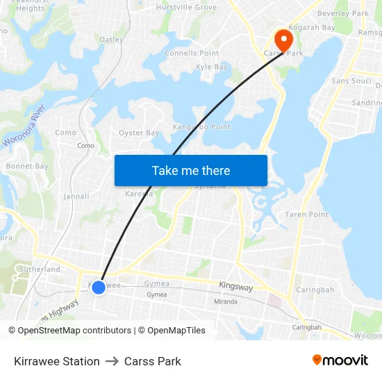 Kirrawee Station to Carss Park map