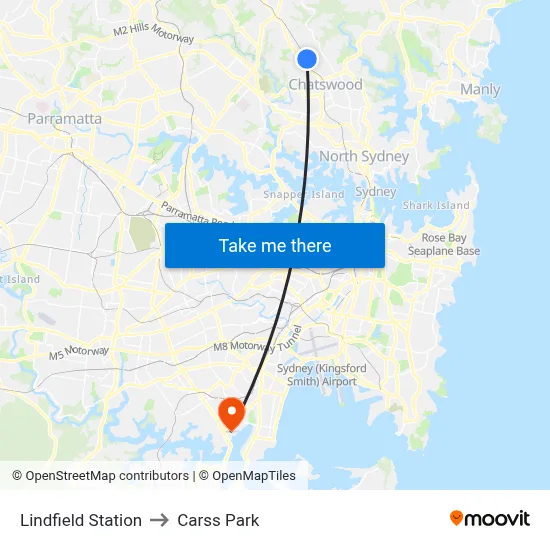 Lindfield Station to Carss Park map