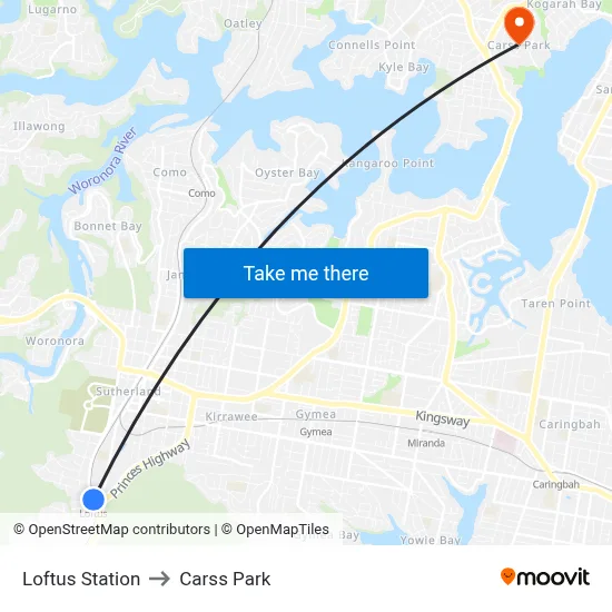 Loftus Station to Carss Park map
