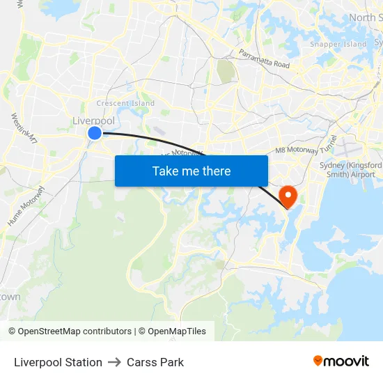 Liverpool Station to Carss Park map