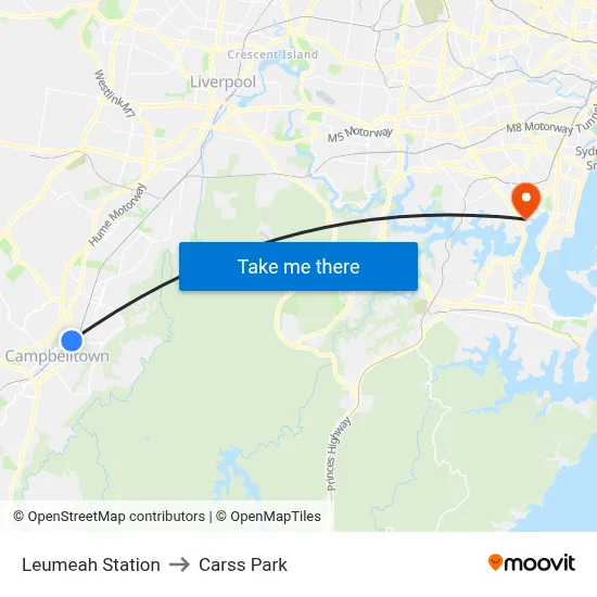 Leumeah Station to Carss Park map