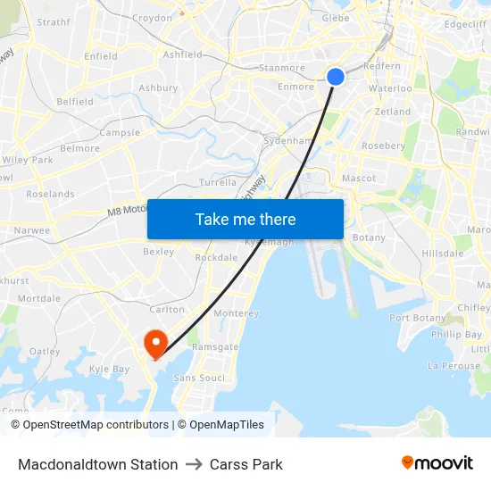Macdonaldtown Station to Carss Park map