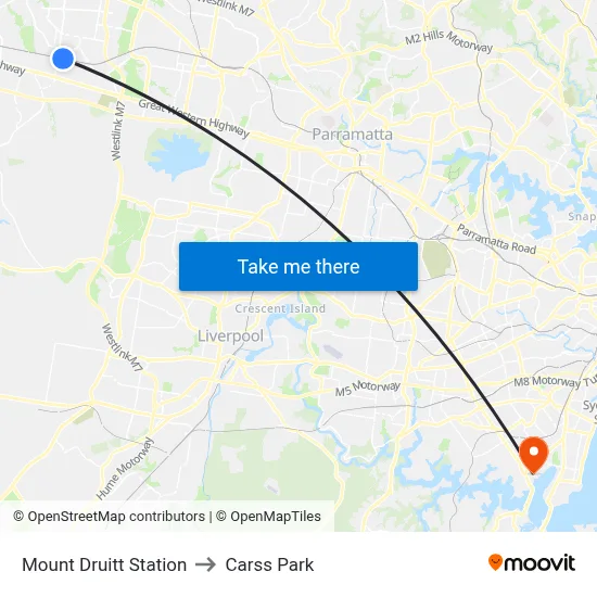 Mount Druitt Station to Carss Park map