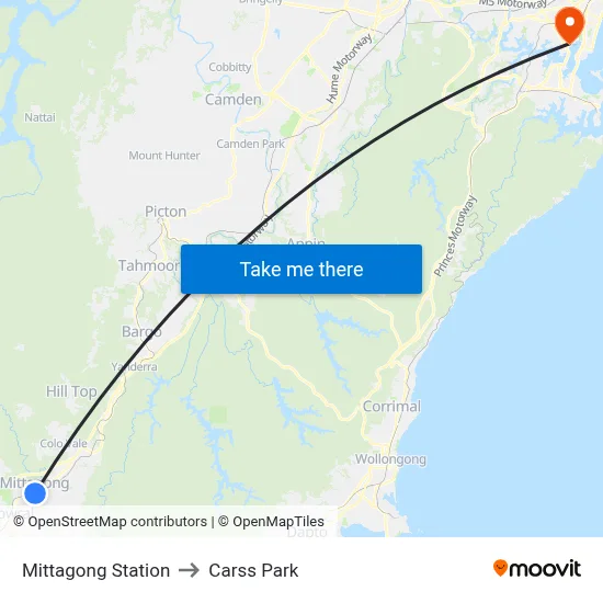 Mittagong Station to Carss Park map