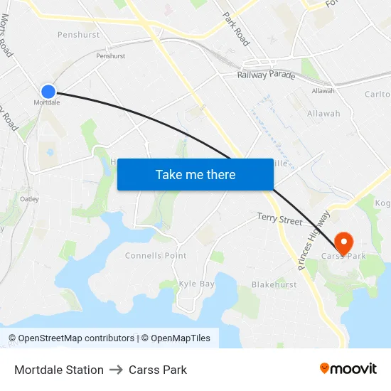 Mortdale Station to Carss Park map