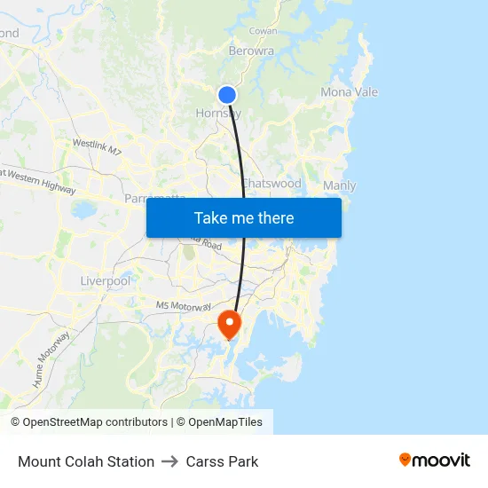 Mount Colah Station to Carss Park map