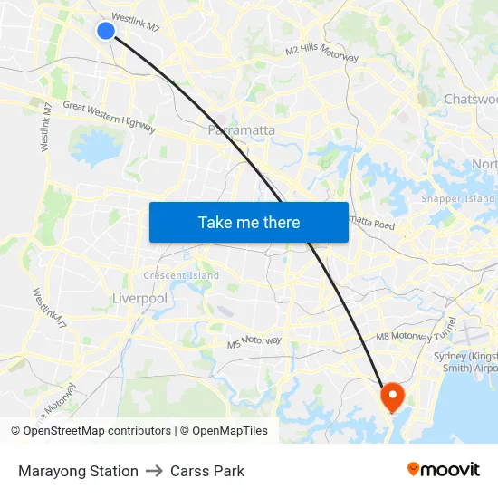 Marayong Station to Carss Park map