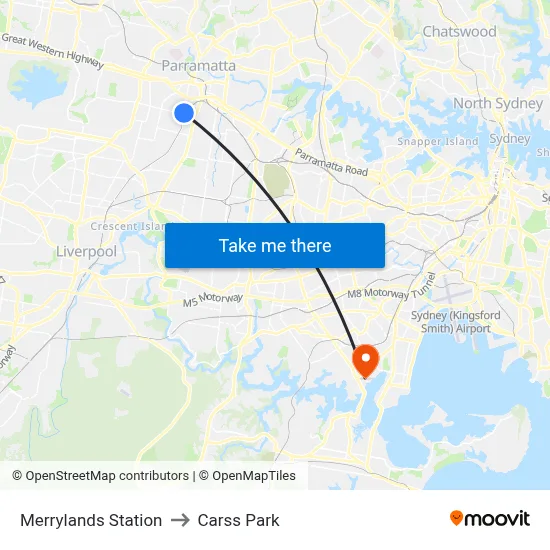 Merrylands Station to Carss Park map