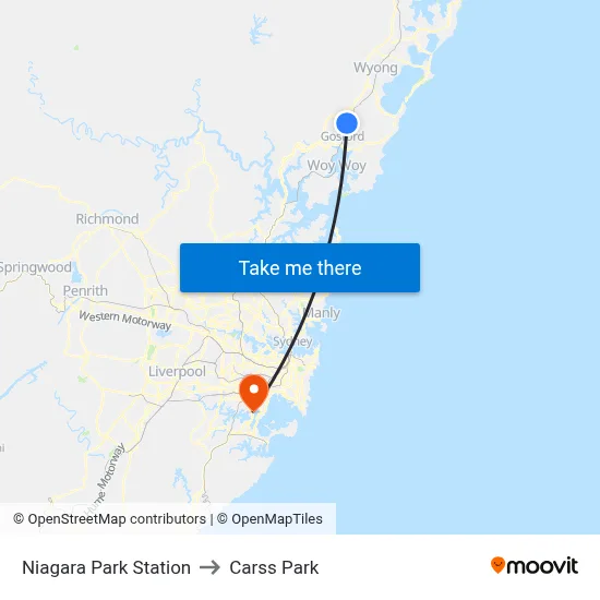 Niagara Park Station to Carss Park map