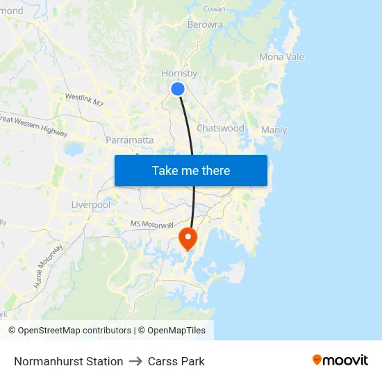 Normanhurst Station to Carss Park map