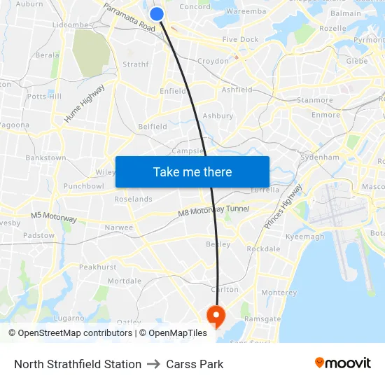 North Strathfield Station to Carss Park map