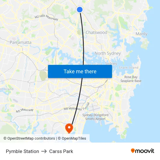 Pymble Station to Carss Park map