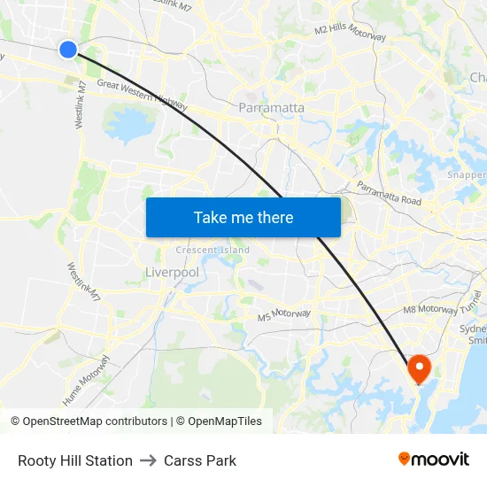 Rooty Hill Station to Carss Park map