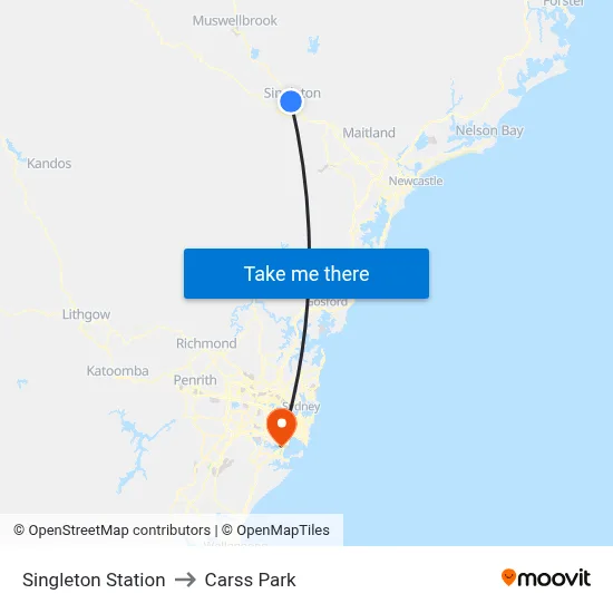 Singleton Station to Carss Park map