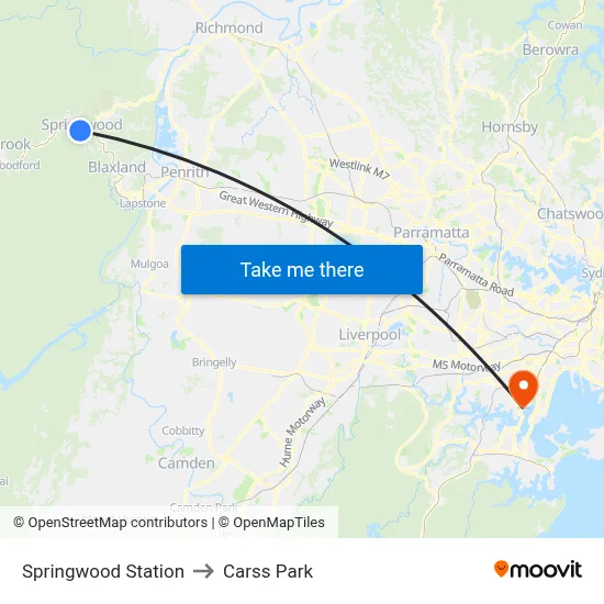 Springwood Station to Carss Park map
