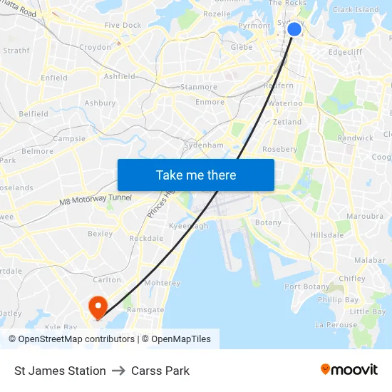St James Station to Carss Park map