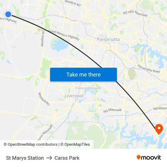 St Marys Station to Carss Park map