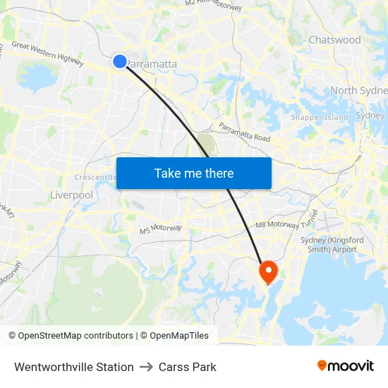 Wentworthville Station to Carss Park map
