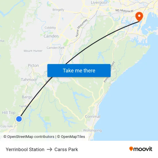 Yerrinbool Station to Carss Park map