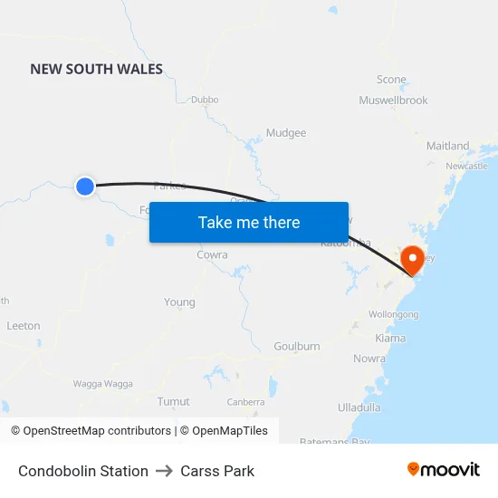 Condobolin Station to Carss Park map