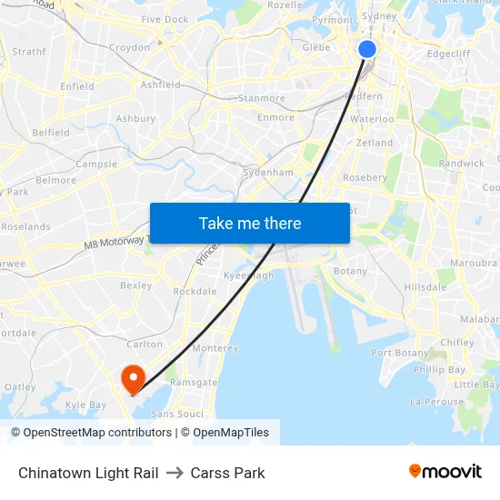 Chinatown Light Rail to Carss Park map