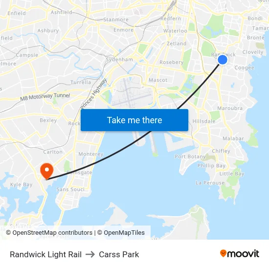 Randwick Light Rail to Carss Park map