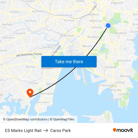 ES Marks Light Rail to Carss Park map
